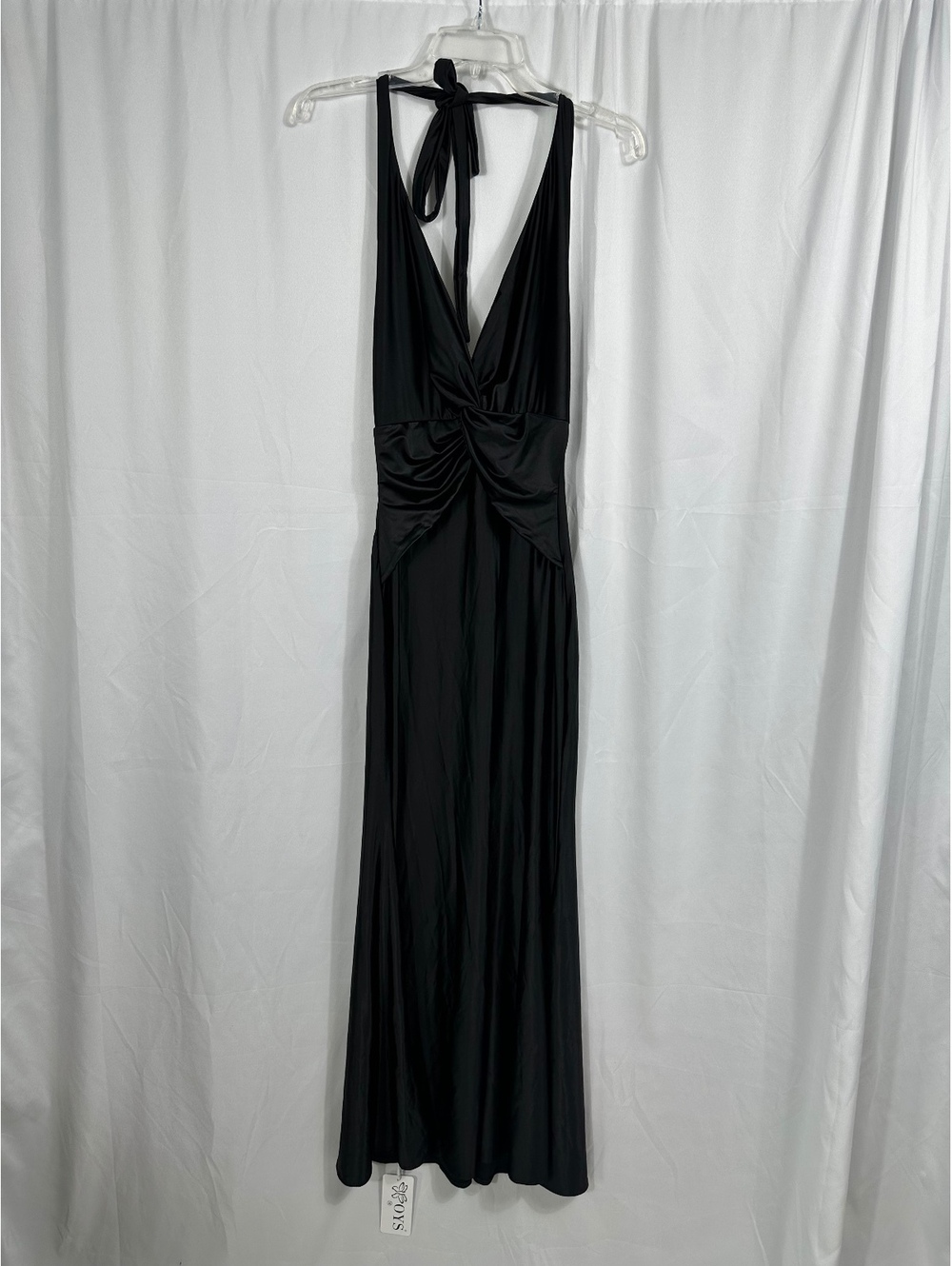 OYS Black Halter Maxi Dress with Twist Front Detail Size Medium